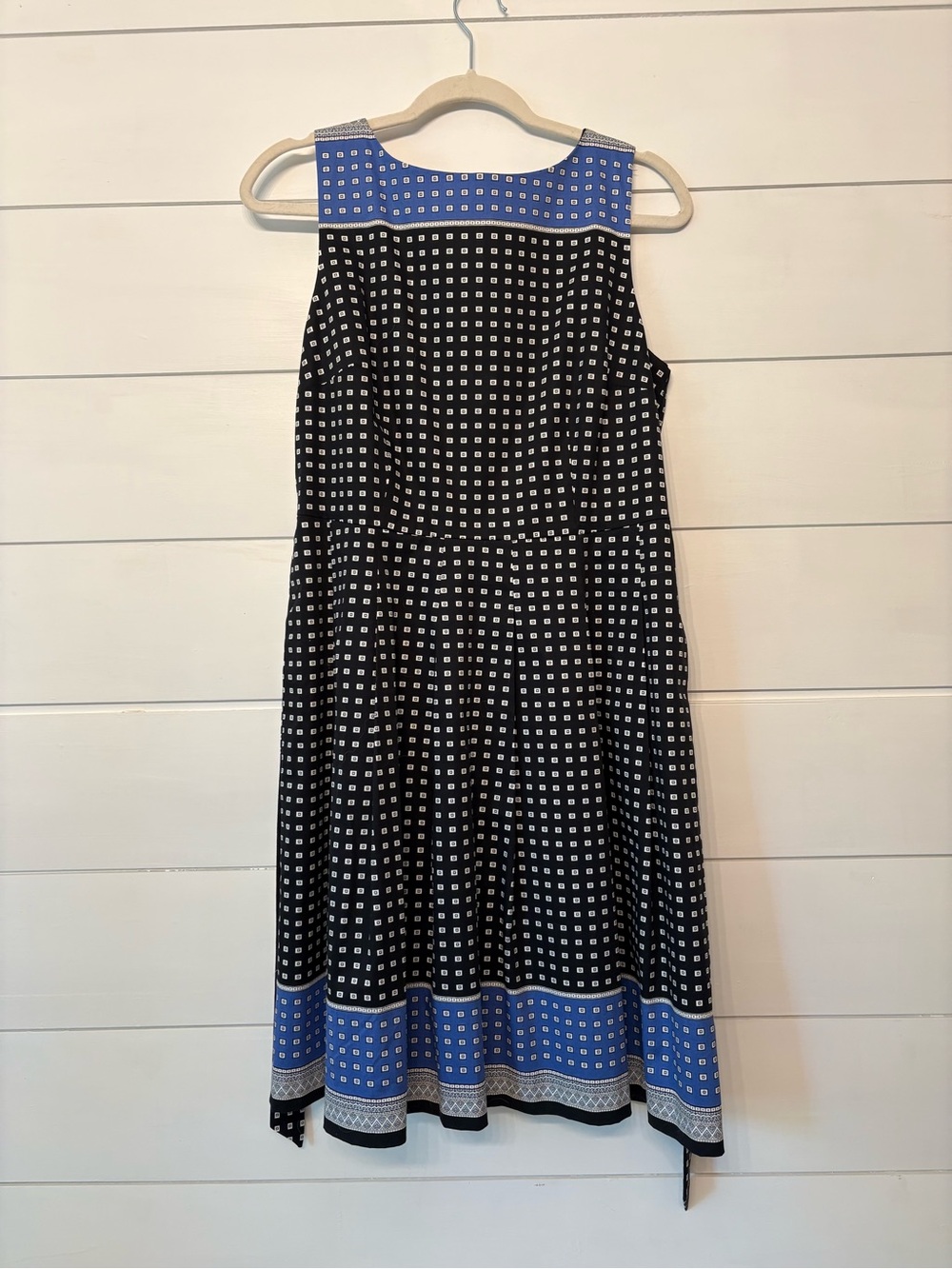 Talbots Black and Blue Sleeveless Midi Dress
